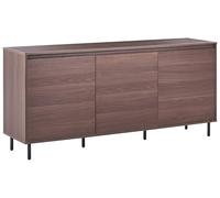 Beliani Credenza moderna a 3 ante con gambe in metallo nero mobile contenitore marrone scuro