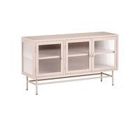 Beliani Credenza Moderna in Acciaio e Vetro Scanalato 3 Ante Ripiani Regolabili Beige