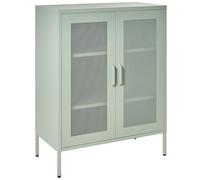 Beliani Credenza moderna in acciaio industriale per ufficio con 2 ante e ripiani, verde menta