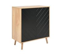 Beliani Credenza scandinava in MDF impiallacciato in legno a 2 ante con ripiani per la camera da letto Soluzione di archiviazione in legno nero e chiaro