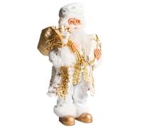 Beliani Decorazione natalizia Babbo Natale Figura in piedi Bianco e oro
