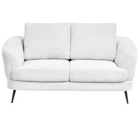 Beliani Divano a 2 posti Rivestimento in tessuto con braccioli Gambe in ferro nero Soggiorno Bianco sporco