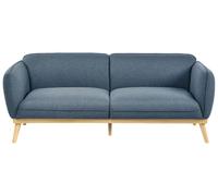 Beliani Divano a 3 posti in tessuto, con gambe affusolate in legno e rivestimento blu