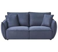 Beliani Divano a 3 posti in tessuto Seduta bassa e ampia Schienale imbottito Accogliente moderno Blu