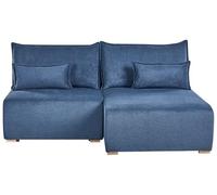 Beliani Divano angolare modulare Fabric Left Hand con funzione letto e contenitore Blu