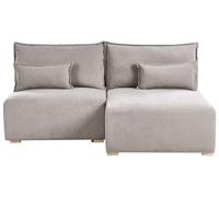 Beliani Divano angolare modulare sinistro con funzione letto e contenitore tessuto grigio