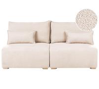 Beliani Divano angolare modulare tessuto con funzione letto e contenitore beige