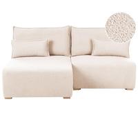 Beliani Divano angolare modulare tessuto destro con funzione letto e contenitore beige