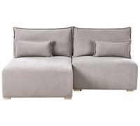 Beliani Divano angolare modulare tessuto destro con funzione letto e contenitore grigio