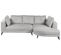 Beliani Divano angolare sinistro Rivestimento in lino idrorepellente Gambe in ferro nero con cuscini grigio