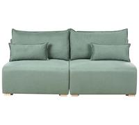 Beliani Divano componibile a 3 posti in tessuto con funzione letto e contenitore verde chiaro