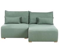 Beliani Divano componibile a 3 posti in tessuto con funzione letto e contenitore verde chiaro lato sinistro