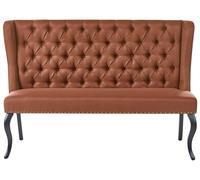 Beliani Divano da cucina a due posti con schienale ad ali in tessuto poliestere nero gambe marrone dorato