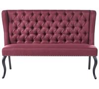 Beliani Divano da cucina a due posti con schienale ad ali in tessuto poliestere nero gambe rosso scuro