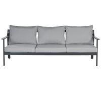 Beliani Divano da giardino 3 posti in alluminio con spessi cuscini idrorepellenti in grigio scuro