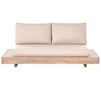 Beliani Divano da Giardino a 2 Posti in Legno di Acacia Certificato con Cuscini Beige