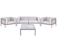 Beliani Divano da giardino moderno a 4 posti con struttura sintetica e cuscini tortora