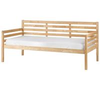 Beliani Divano letto 90 x 200 cm con struttura a doghe legno bianco e metallo Tricot
