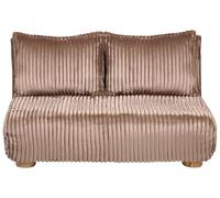 Beliani Divano letto a 2 posti Rivestimento in finta pelliccia Gambe in legno Marrone chiaro