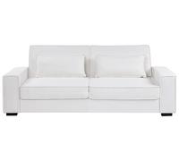 Beliani Divano letto a 3 posti con rivestimento in tessuto e cuscini Meccanismo letto Click-Clack Gambe in plastica Soggiorno Camera da letto Bianco