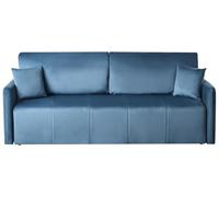 Beliani Divano letto a 3 posti in velluto con cuscini decorativi blu