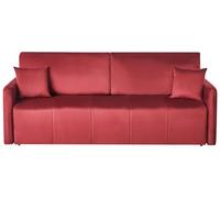 Beliani Divano letto a 3 posti in velluto con cuscini decorativi bordeaux