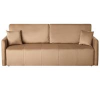 Beliani Divano letto a 3 posti in velluto con cuscini decorativi marrone chiaro