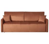 Beliani Divano letto a 3 posti in velluto con cuscini decorativi marrone dorato