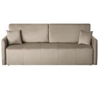 Beliani Divano letto a 3 posti in velluto con cuscini decorativi tortora