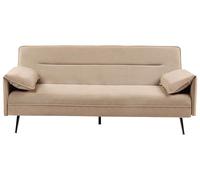 Beliani Divano letto a 3 posti Rivestimento in tessuto idrorepellente con braccioli marrone chiaro
