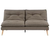 Beliani Divano letto a 3 posti Rivestimento in tessuto Senza braccioli Meccanismo letto Click-Clack Gambe in legno Trapuntato Marrone