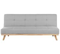 Beliani Divano Letto a 3 Posti Tessuto Grigio Chiaro Trapuntato Minimalista
