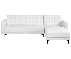 Beliani Divano letto angolare in ecopelle bianco versione sinistra