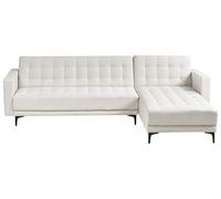 Beliani Divano letto angolare in tessuto bianco sporco versione sinistra