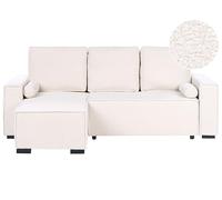 Beliani Divano letto angolare moderno a 3 posti in bou on braccioli contenitori reversibile bianco sporco