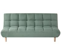 Beliani Divano letto moderno a 3 posti senza braccioli in tessuto schienale trapuntato e trapuntato gambe in legno verde chiaro