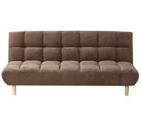 Beliani Divano letto moderno a 3 posti senza braccioli in tessuto schienale trapuntato e trapuntato gambe in legno marrone