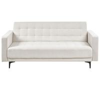 Beliani Divano Letto Modulare a 3 Posti in tessuto Imbottito bianco sporco