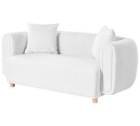 Beliani Divano moderno imbottito Divano da appartamento 2 posti Gambe in legno di gomma Tessuto intrecciato Bianco