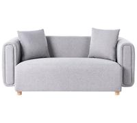 Beliani Divano moderno imbottito Divano da appartamento 2 posti Gambe in legno di gomma Tessuto intrecciato Grigio