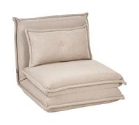 Beliani Divano moderno minimalista a 1 posto pieghevole in tessuto, poltrona da pavimento, pouf, letto singolo per ospiti con cuscino, beige