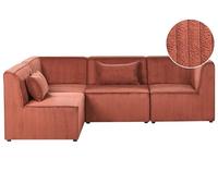 Beliani Divano modulare a 4 posti con angolo sinistro in velluto a coste Cuscino marrone dorato