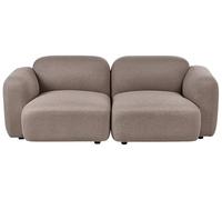 Beliani Divano scandinavo a 3 posti Schienale e coprigambe anteriori imbottiti Gambe in legno Boucle Tessuto accogliente Taupe