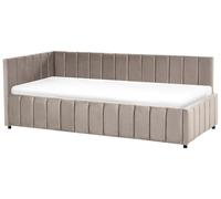 Beliani Elegante letto 90 x 200 cm rivestimento in velluto imbottito rete a doghe gambe in legno tortora
