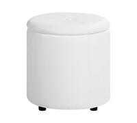 Beliani Elegante Pouf con Vano Portaoggetti Similpelle Bianca 40 x 38 cm