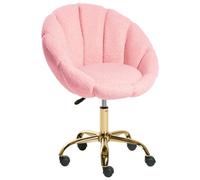 Beliani Elegante sedia da ufficio girevole in tessuto bouclè rosa