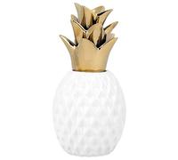 Beliani Figura Decorativa a Forma di Ananas in Ceramica Bianca 12 x 23 cm