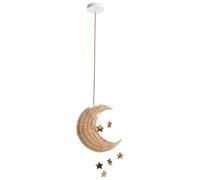 Beliani Lampada a sospensione in vimini di rattan intrecciata a mano a forma di luna Plafoniera naturale