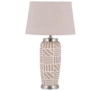 Beliani Lampada da Comodino in Ceramica Beige a Motivo Geometrico