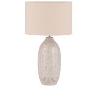 Beliani Lampada da Comodino Scandinavo in Ceramica Beige a Motivo Floreale Ohio